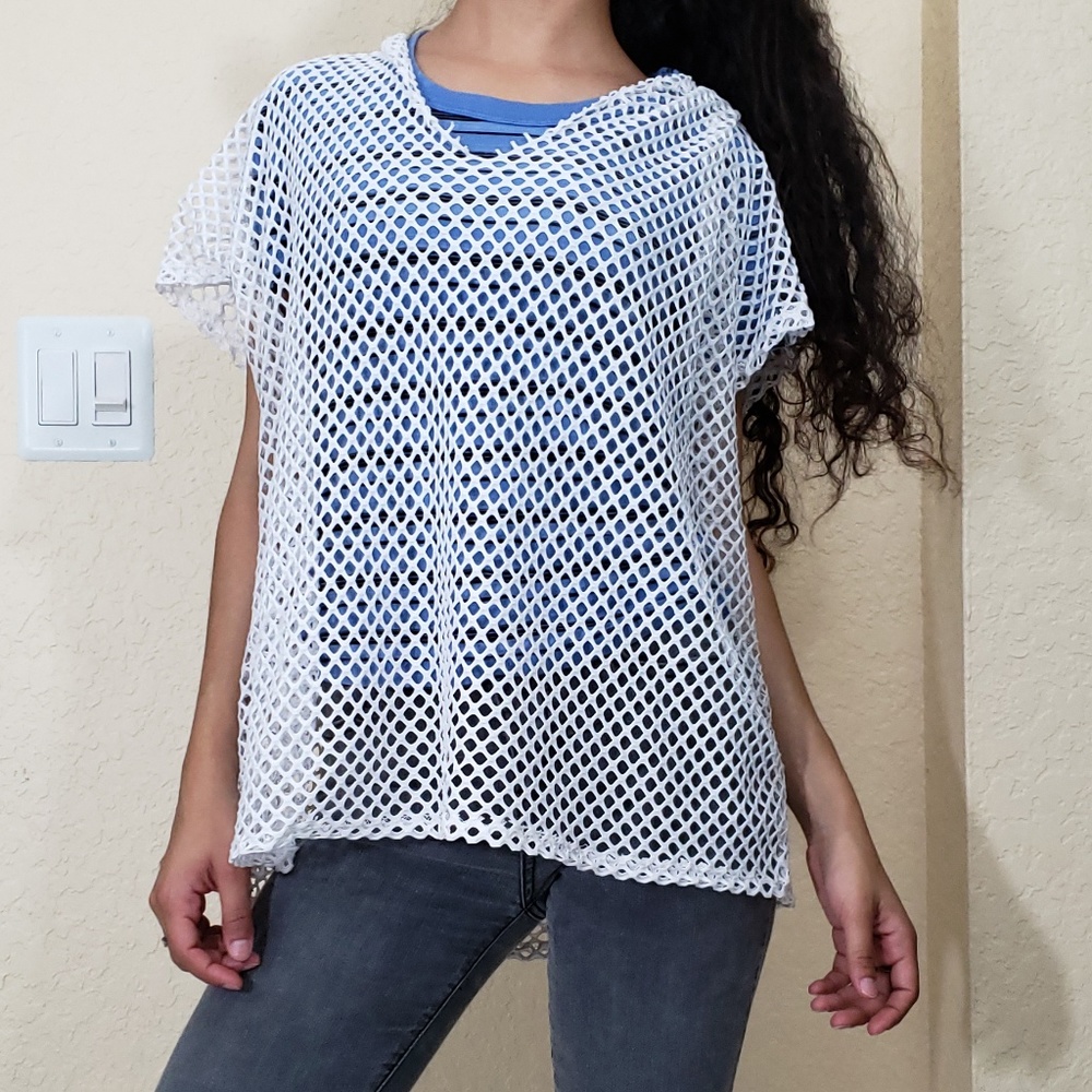 XL Blush fishnet women's top